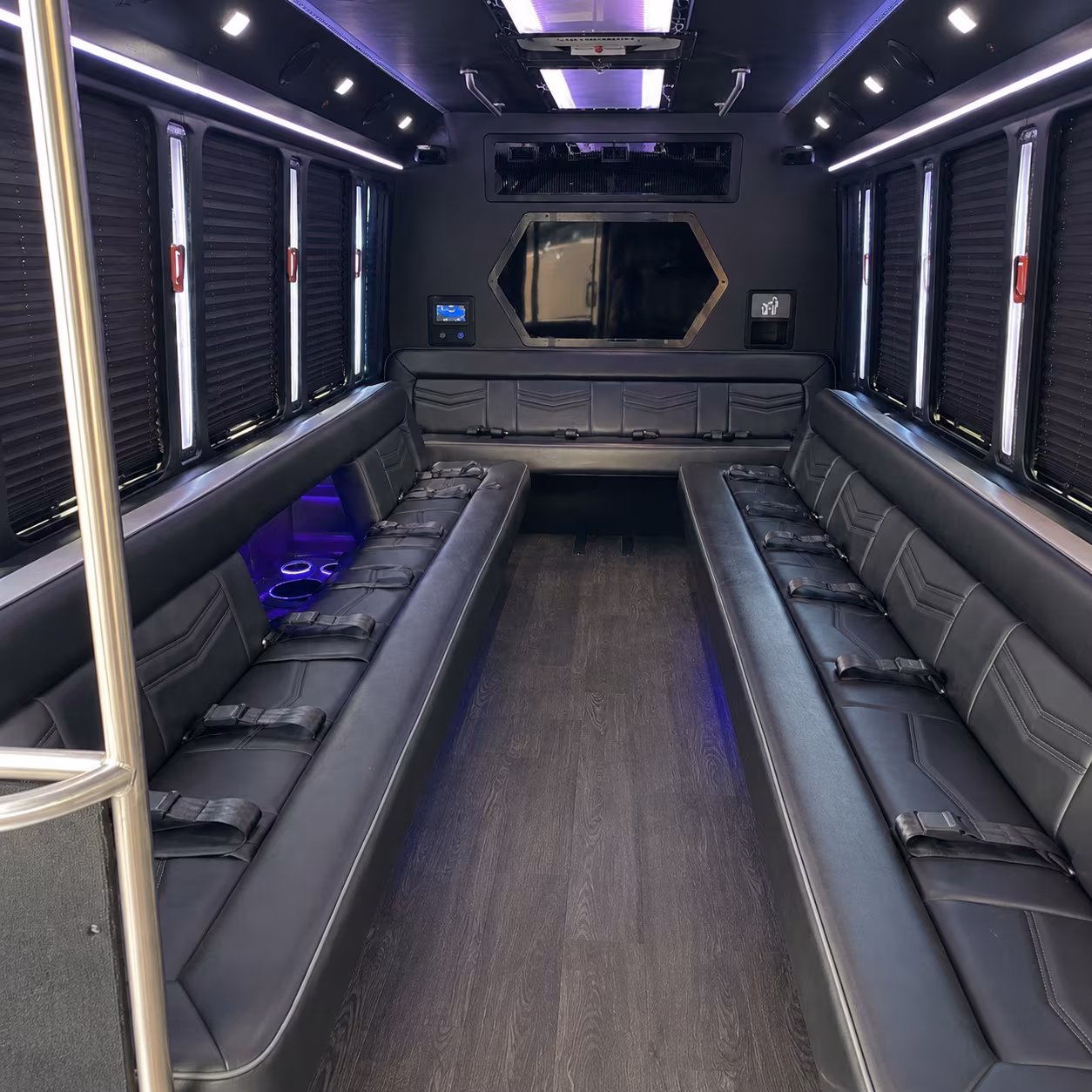 lake forest 18 passenger party bus interior