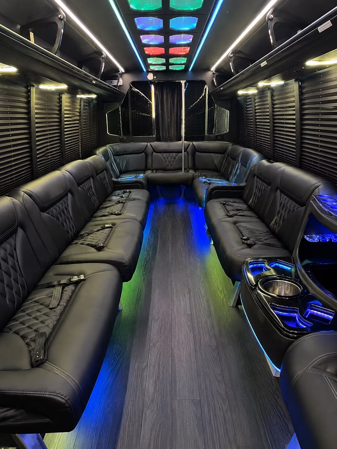 lake forest 20 passenger party bus interior