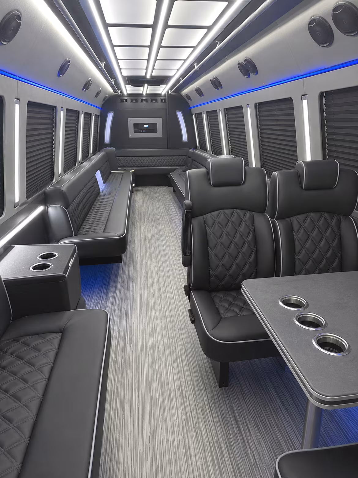 lake forest 25 passenger party bus inside