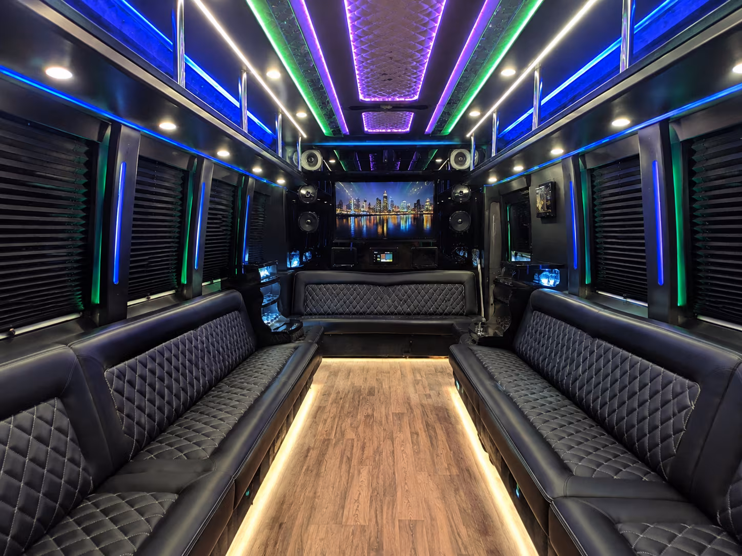 lake forest 25 passenger party bus interior