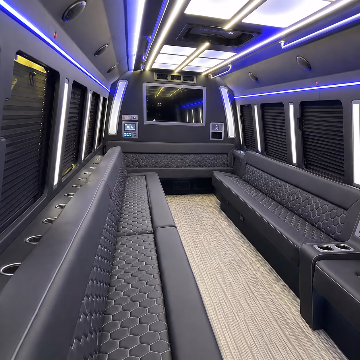 lake forest 40 passenger party bus inside