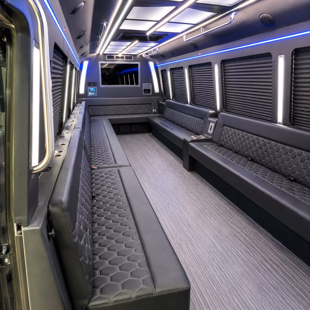 lake forest 40 passenger party bus interior