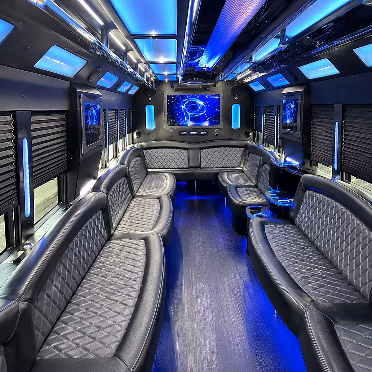 lake forest 50 passenger party bus interior